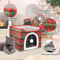 Heated Cat Bed for Indoor Cats - Christmas Red - image 4