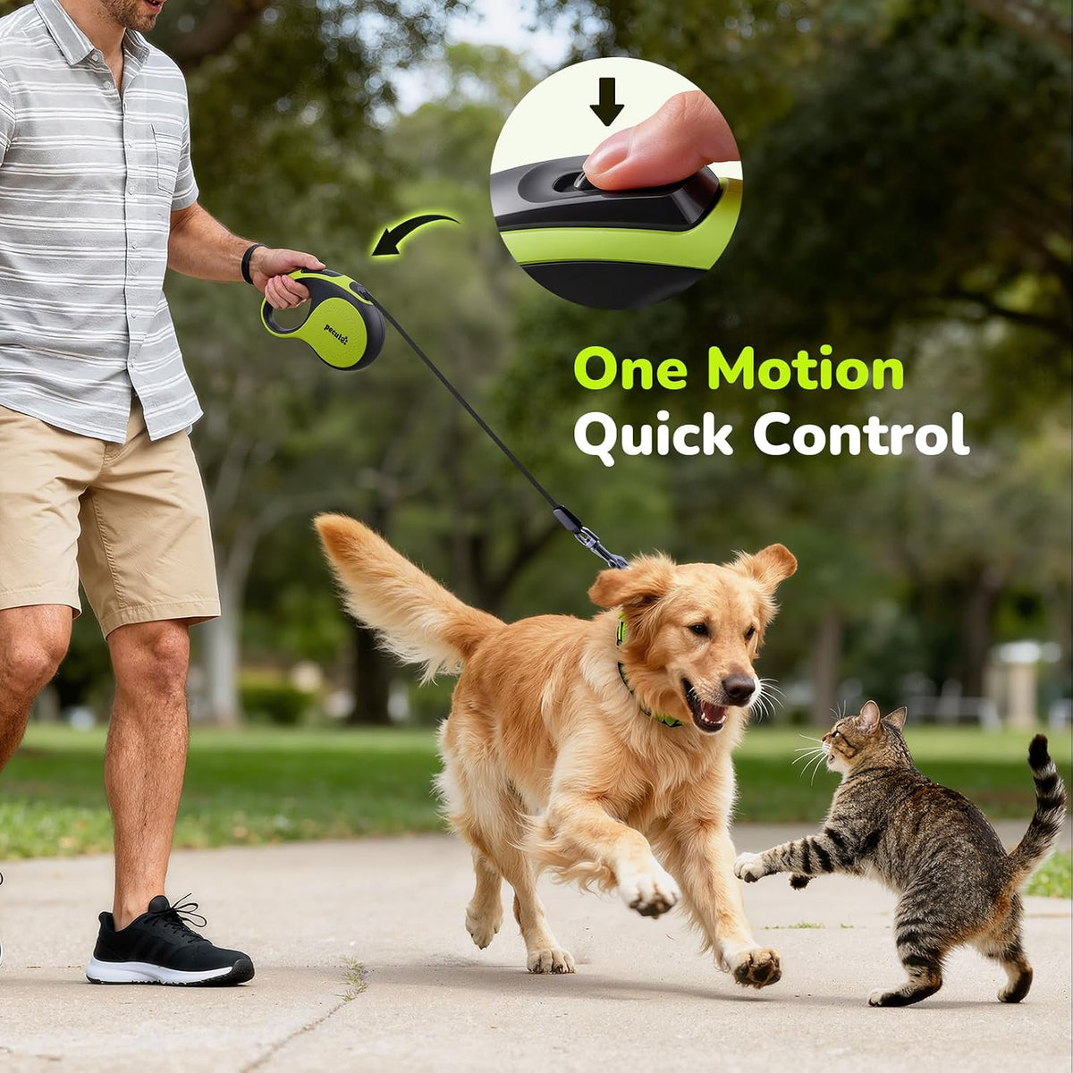 Retractable Dog Leash with Chew Proof Extender, 18 - Green (chew proof) / 16ft | 110 lbs max - image 4