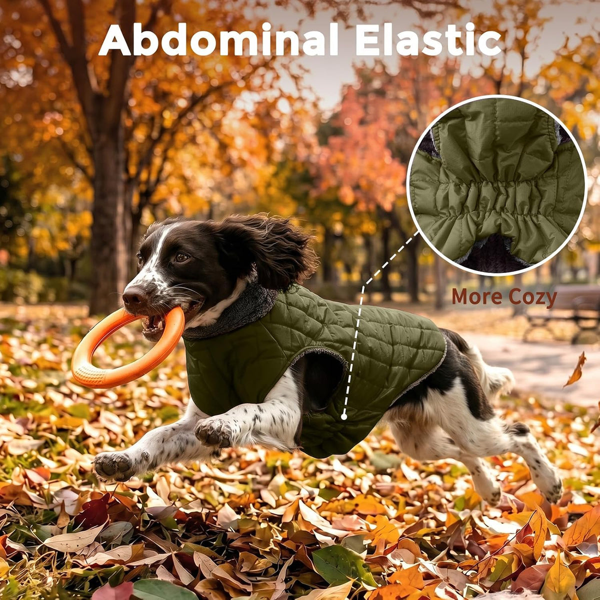 Fleece Dog Jacket for Small Dogs, Puppy Coat with Harness - Green / X-Large - image 4