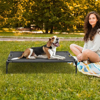 Petsfit Elevated Raised Outdoor Dog Bed - Cooling Elevated Dog Cot, Upgraded Adjustable Firmness Pet Bed，Pet Hammock Bed with Chew Proof Breathable Teslin Mesh，Non Slip, Black 42”