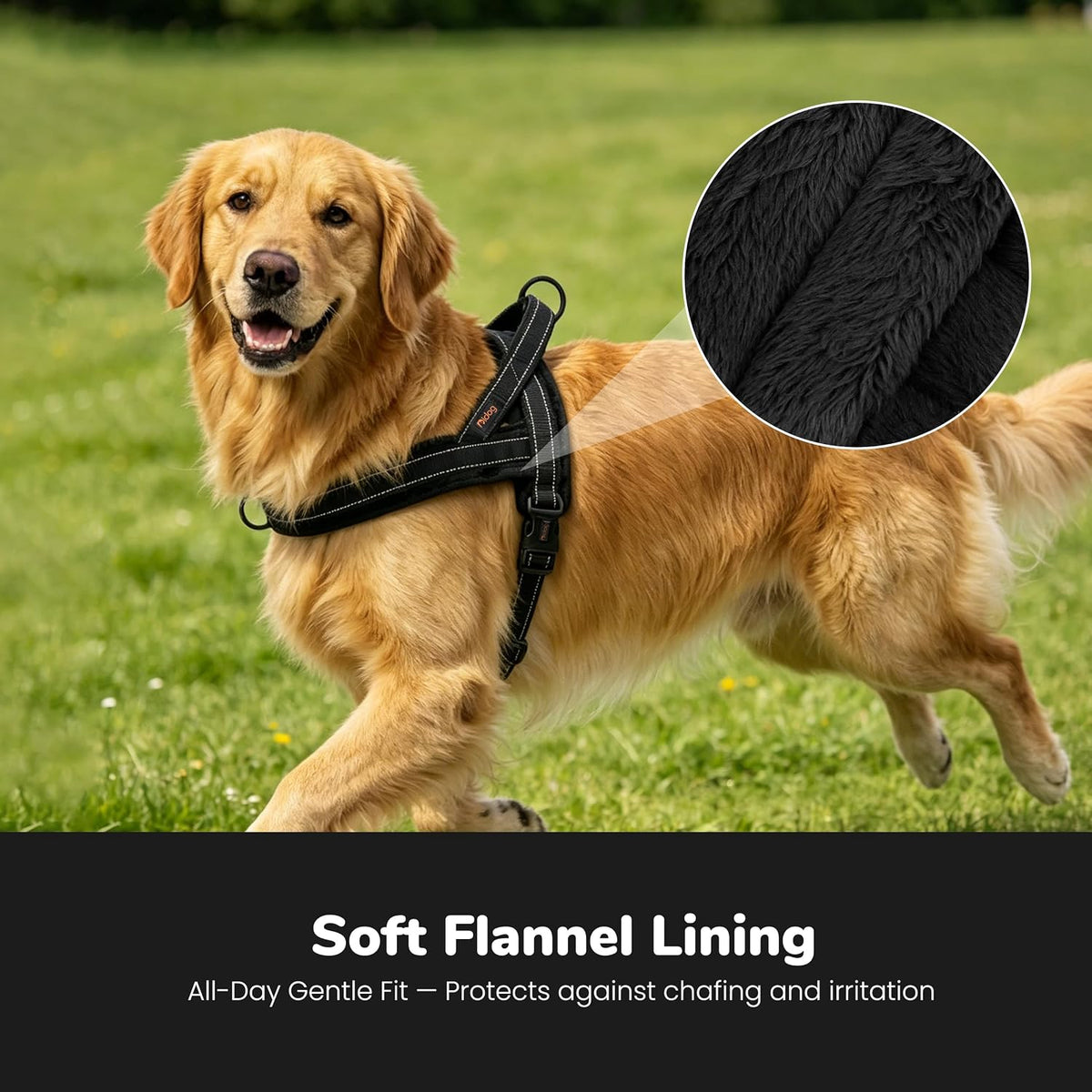 No Pull Dog Harness for Small Dogs, Soft Flannel Padded, XS - L:chest 27-33" / Black - image 2