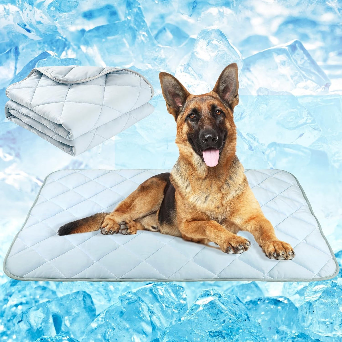 Dog Cooling Mat, Pet Washable Non-Toxic Summer Dogs Cats Cooling Pads Sleeping Kennel Mats Cool Ice - Large(40*55) / Grey