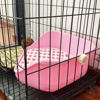 kathson Rabbit Litter Box Pet Toilet Cage Box Potty Trainer Corner - Pink - image 2