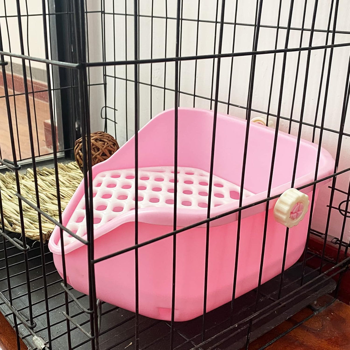 kathson Rabbit Litter Box Pet Toilet Cage Box Potty Trainer Corner - Pink - image 2