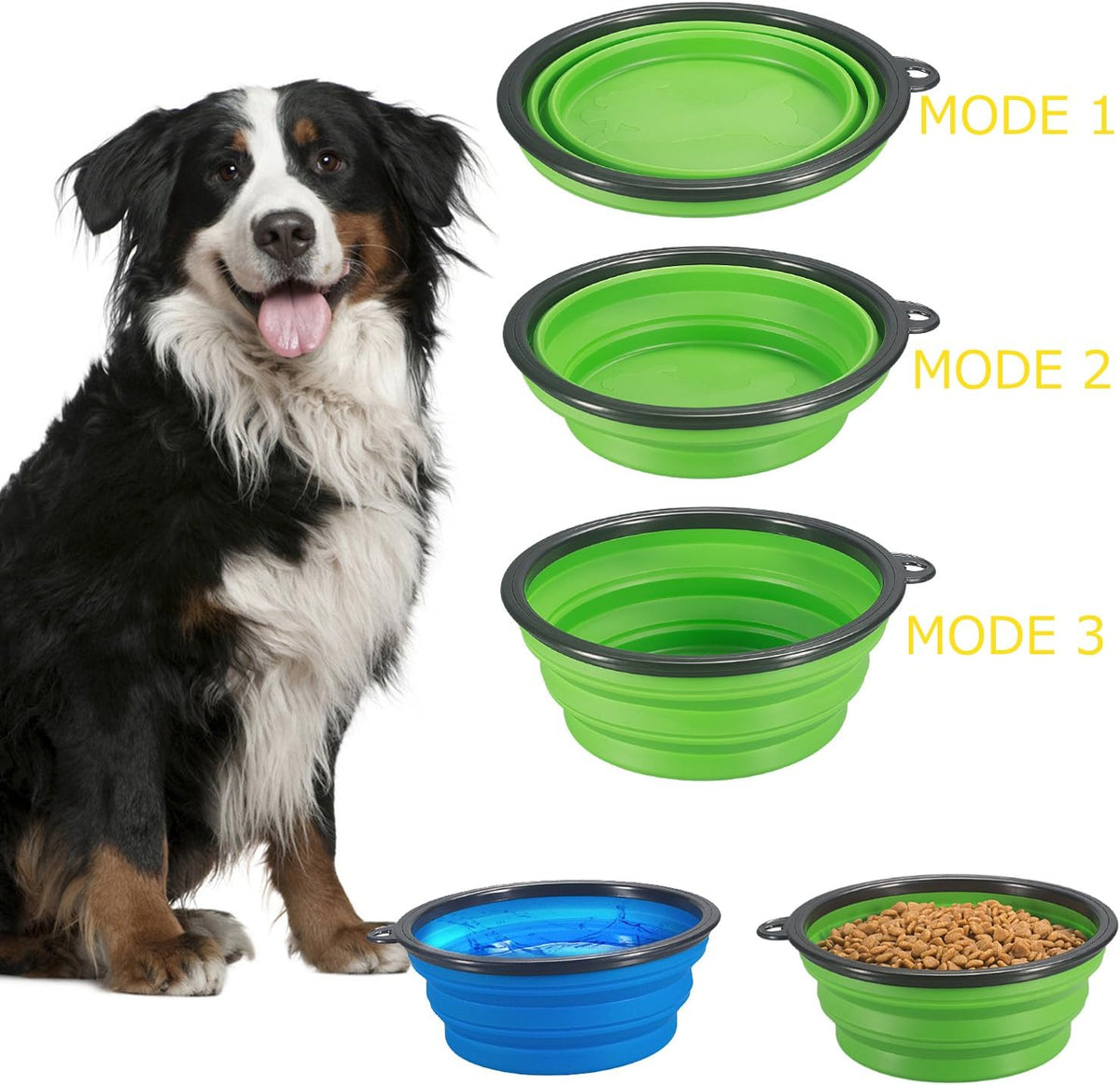 2-Pack Extra Large Size Collapsible Dog Bowl - Large / Blue and Green - image 3