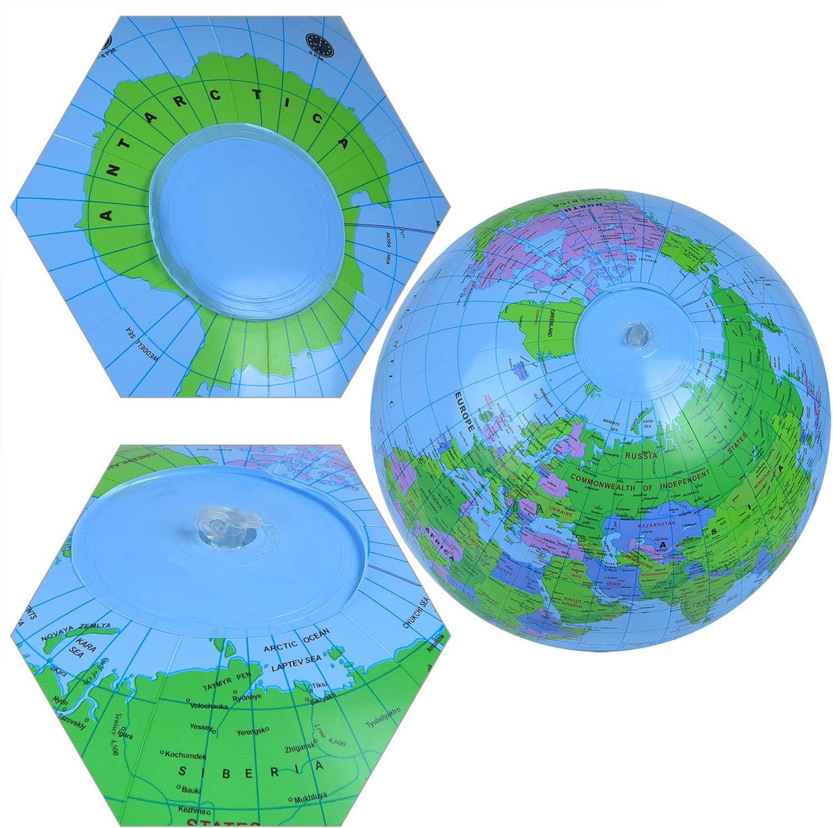 Coopay inflatable globe beach ball 2 pack, 12 inch PVC world map balls - view 6