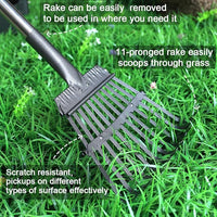 TNELTUEB Extra Large Dog Pooper Scooper, Metal Pet Poop Tray & Rake Set, Adjustable Long Handle for Large Dogs - Great for Grass/Street/Gravel