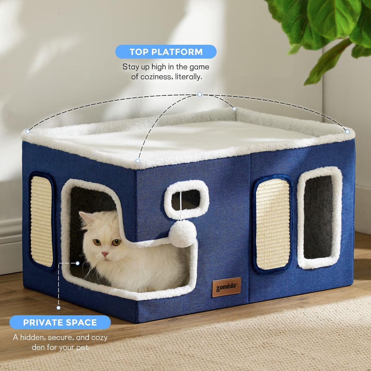 Heated Cat House Bed for Indoor Cats - Green / Extra Large / With Heating Pad - image 3