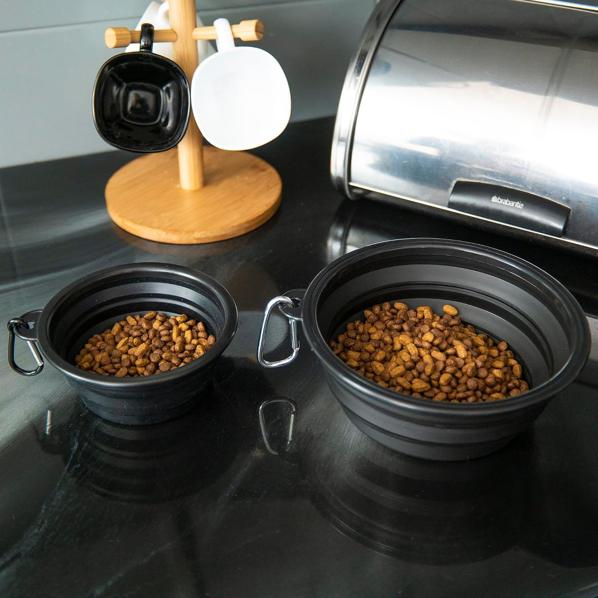 Portable Collapsible Dog Bowl for Water or Food Great Pet Travel Bowl - Brown / Large 36oz - image 2