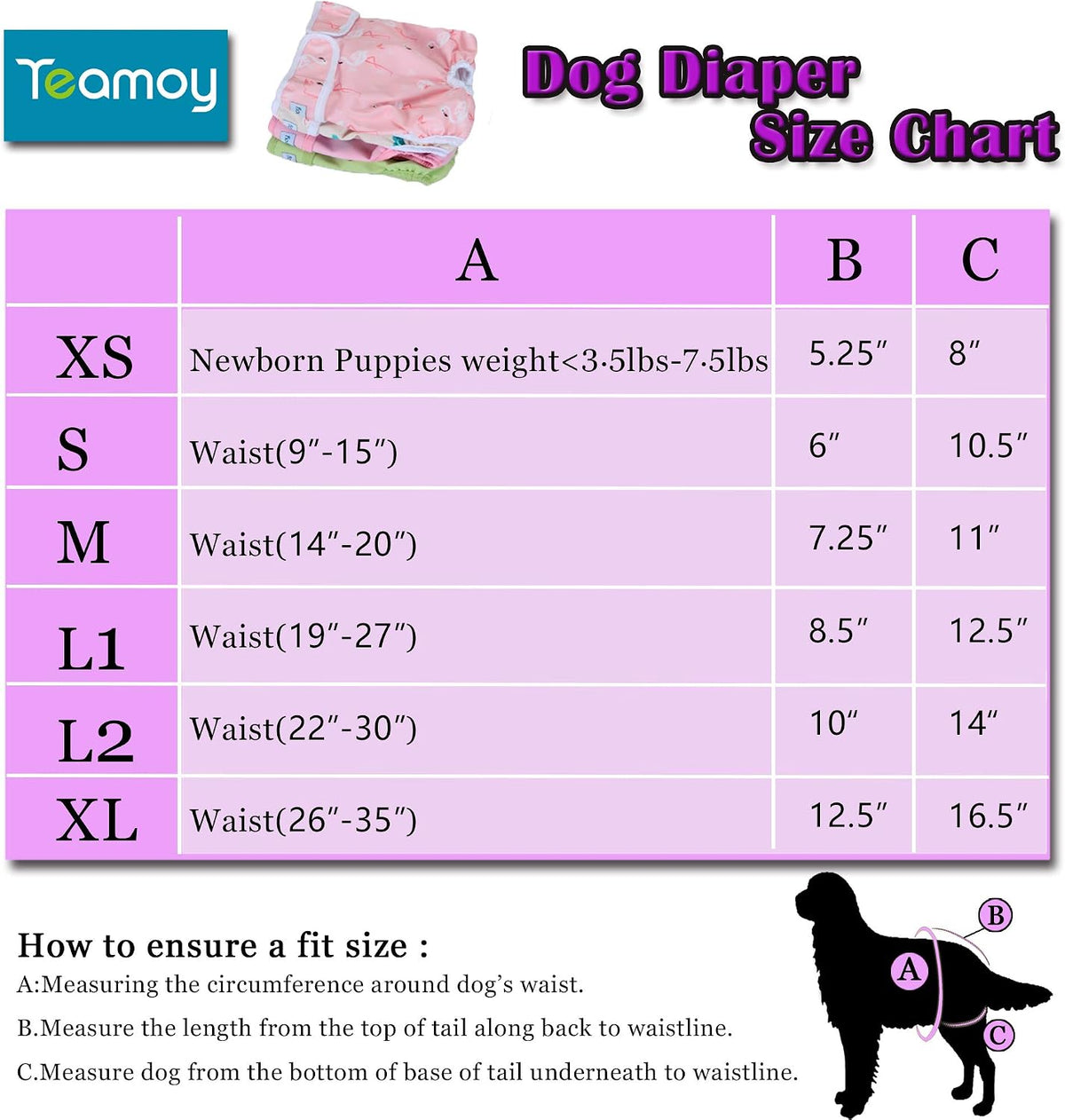 Teamoy Female Dog Diapers, Washable Doggie Period Diaper - L2 (Pack of 4) / Flamingo+ Cloud+ Green+ Pink (4pcs) - image 3