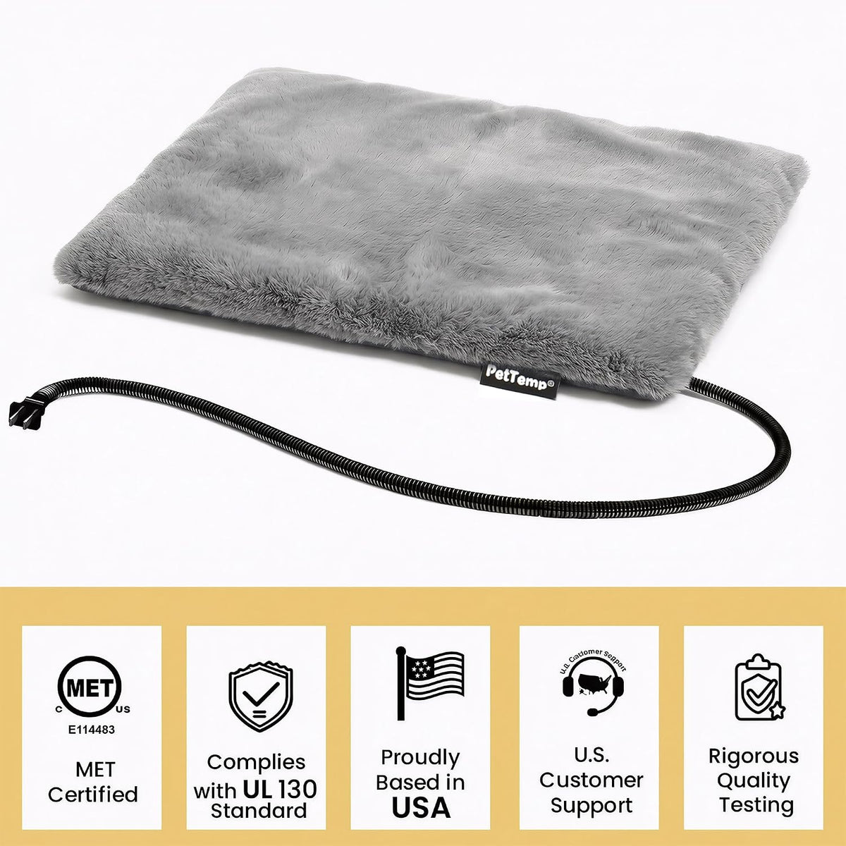 Cat Heating Pad, Heated Cat Bed, MET Safety Listed - Gray / Small: 16" x 13" x 1.6" - image 2
