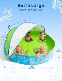 Hikiddy Foldable Kiddie Pool with Canopy: Baby Infant Toddler Kids - Blue-green / 63in - image 2
