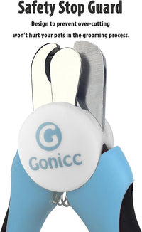 gonicc Professional Small Dog and Cat Nail Clippers Sharp Stainless Steel Pet Nail Trimmers(with Free Nail File in Handle), with Safety Guard to Avoid Overcutting