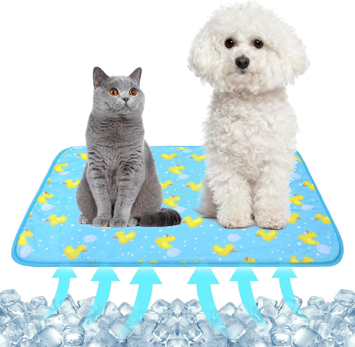 NACOCO Summer Pet Cooling Mat - M: 19.5" x 27.5'' / Blue Duck