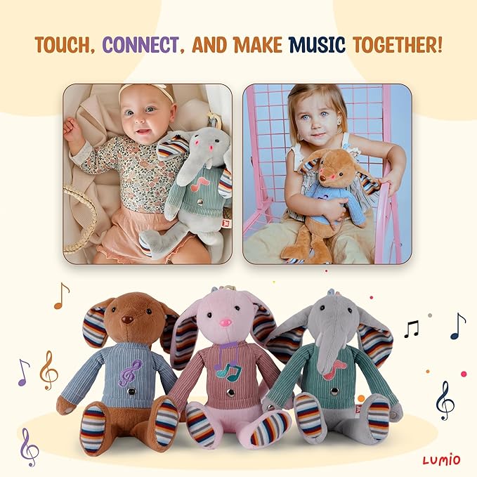 Lumio Musical Stuffed Animal Plush Toy with Lights & Sounds - Cute Interactive Toy for Newborns, and 3 6 12 to 48 Months (Puppy)