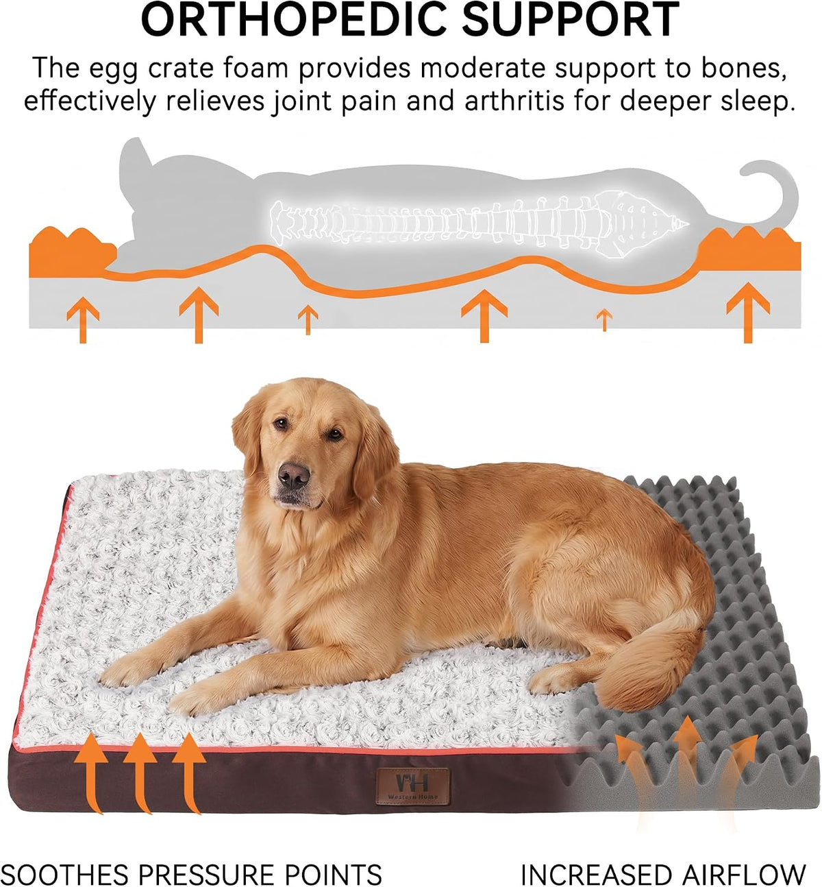 Orthopedic Dog Beds Large Sized Dog Washable Pet Bed - Brown / 42" x 30" x 3.5" - image 3