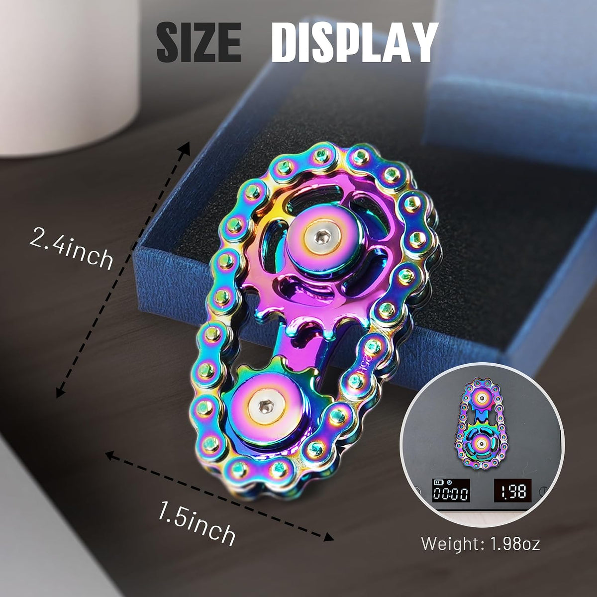 Fidget Spinner Toy for Adults Metal Figette Bike Chain for Adult Men - Colorful - image 2