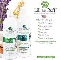 Lillian Ruff Calming Oatmeal Pet Shampoo & Conditioner for Dry Skin & Itch Relief with Aloe & Hydrating Essential Oils - Replenish Moisture & Deodorize - Dog Shampoo & Conditioner for Sensitive Skin