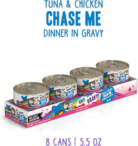 Weruva B.F.F. OMG - Best Feline Friend Oh My Gravy!, Tuna & Chicken Chase Me with Tuna & Chicken, 5.5oz Can (Pack of 8)
