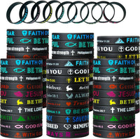 Bible Verse Bracelets – 80 Pcs Bulk Jesus Silicone Wristbands – Fun for Kids & Family - Black