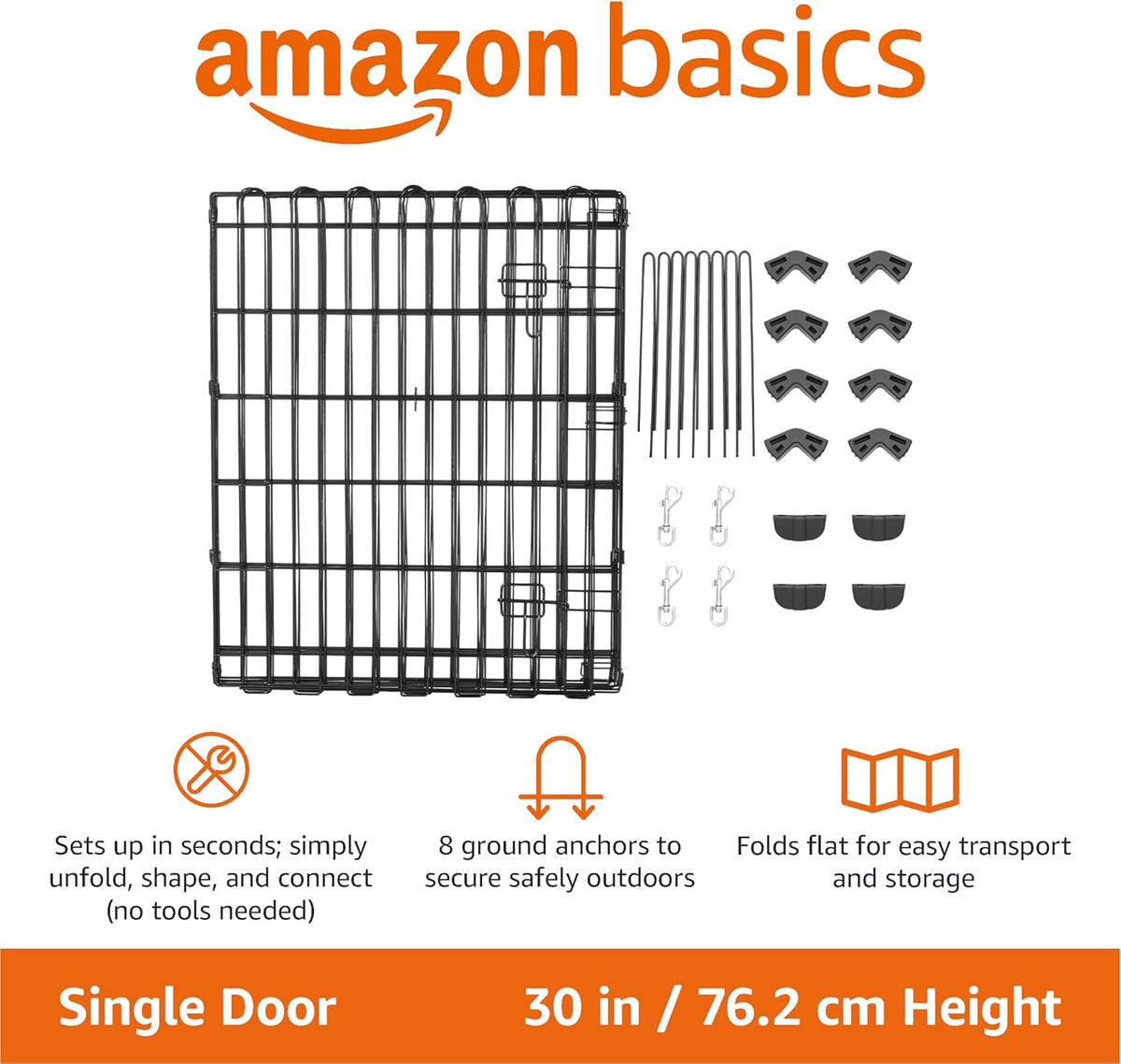 Amazon Basics Portable Foldable Octagonal Metal Exercise Dog Playpen - Single Door / 30"H - image 3