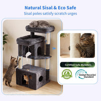 Heybly 34.6" Cat Tree Anti-Tipping Floor Cat Condo for Kittens - Smoky Gray / 34.6 inch - image 4