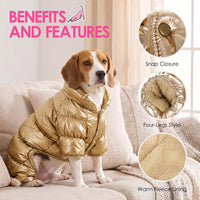 Dog Coat Waterproof Dog Jacket Fullbody Dogs Winter Coat Snowsuit – Essentials for Dogs - Gold / Large - image 3