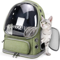 Cat Backpack Carrier, Breathable Cat Carrier Large Space Bubble Pet Backpack for Kitty Small Dog up - Green