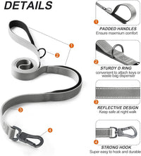 TwoEar 4FT 1IN Strong Gray Dog Leash with 2 Padded Handles, Traffic Handle Extra Control, Comfortable Soft Dual Handle, Auto Lock Hook, Reflective Walking Lead for Small Medium and Large Dogs