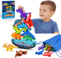 IPOURUP Dinosaur Toys for Kids 3-5: Wooden Stacking Montessori Toys - Dinosaur Blocks