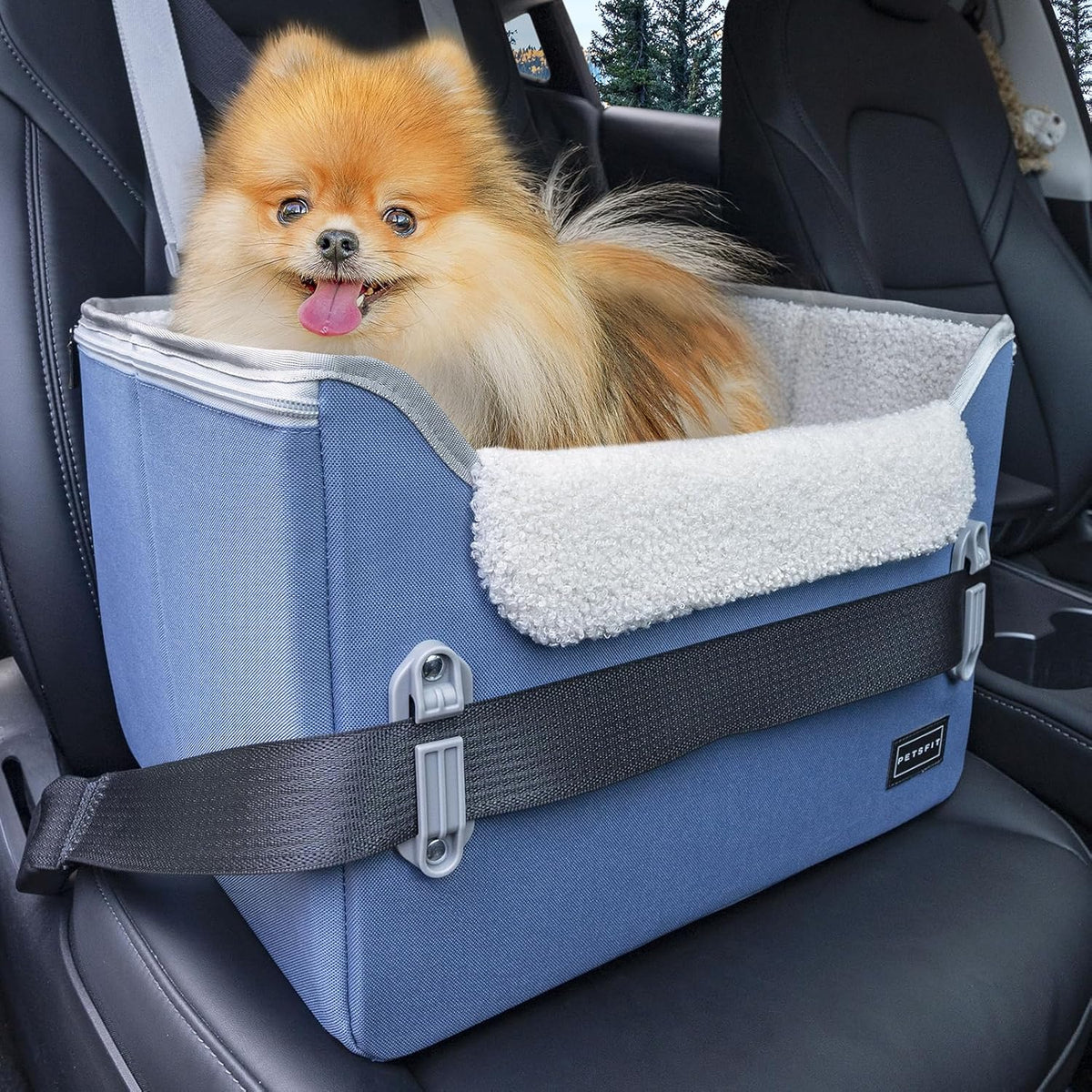 PETSFIT Dog Car Seats for Small Dogs, Patented Safety Buckles - Oxford Cloth / Navy Blue
