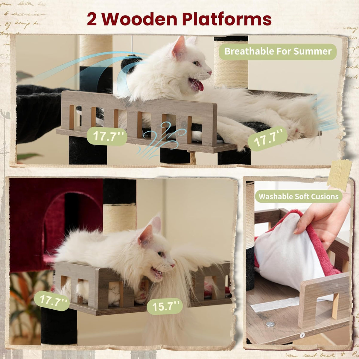 Maine Coon Cat Tree, Heavy Duty Cat Tower for 20 lbs+, GCT033G – Essentials for Cats - 68.5 inches / Black and red - image 2