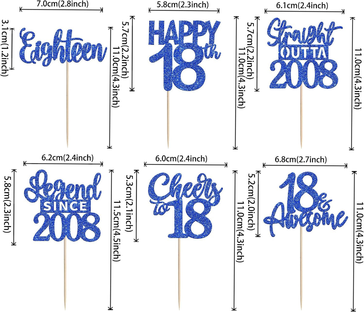 24PCS Black Happy 50th Birthday Cupcake Toppers Fifty Straight Outta - Blue / 18th - image 2