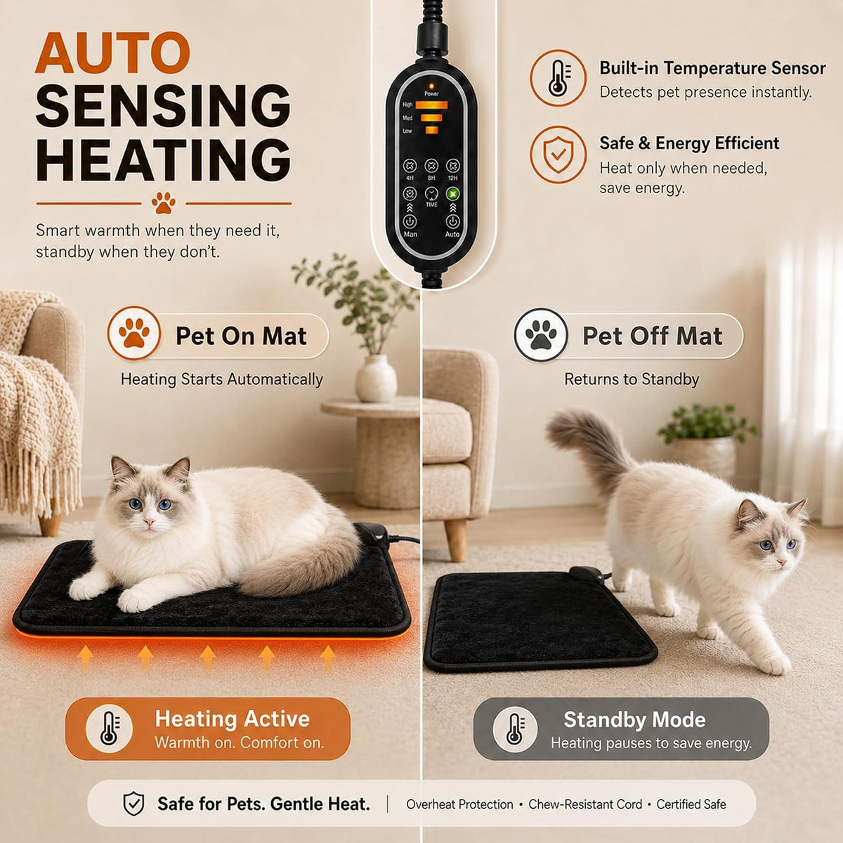 Pet Heating Pad for Cats & Dogs - dark grey / 17.7" x 17.7" - image 3