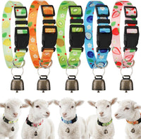 5 Pack Reflective Goat Collars with Bells, Anti-Lost Pet Collar - fruit Multi-colored