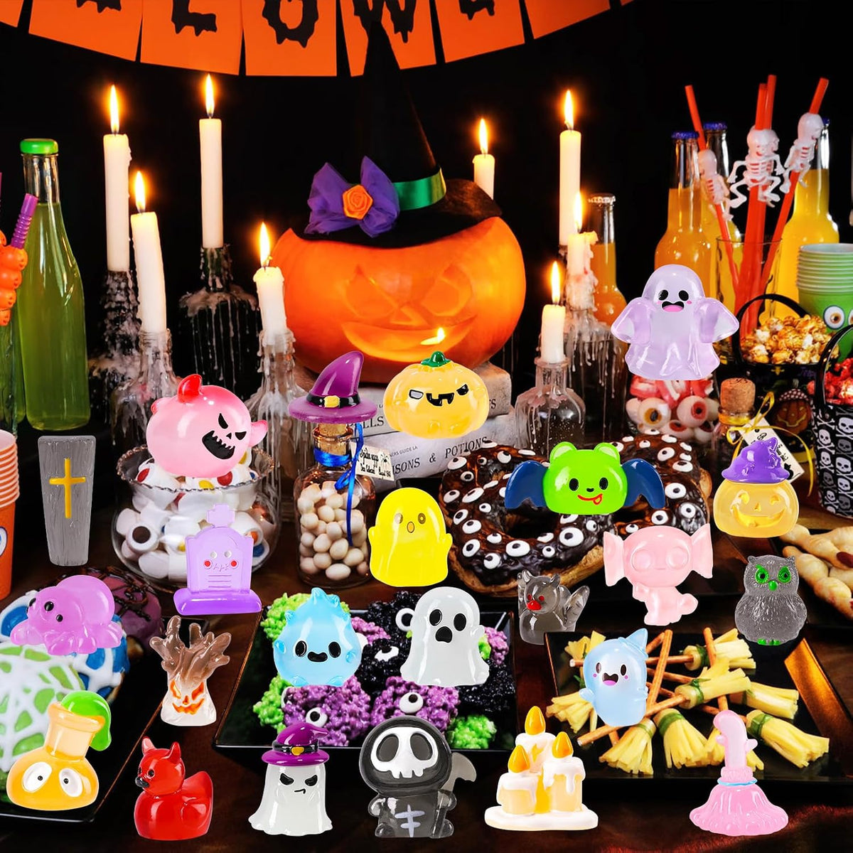 44Pcs Halloween Mini Ghost Figurines 44 Styles Luminous Resin - 44pcs-luminous Figurines - image 2