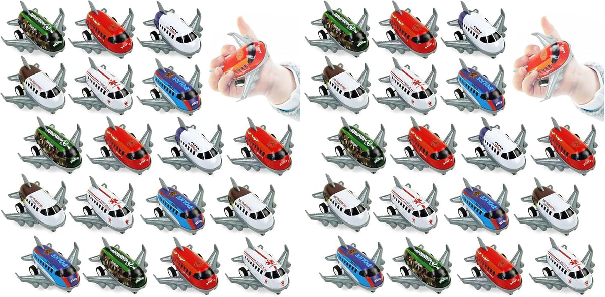 Vileafy 18 pack of mini pull back toy airplanes with metal bodies in mixed colors - view 2