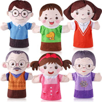 6 Pcs Family Hand Puppets 12 Inch Grandparents, Mom & Dad - 6 Family C