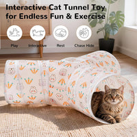 Tempcore Cat Tunnel, 3-Way Collapsible Toy for Indoor Cats - Pink Rabbit / Small - image 4