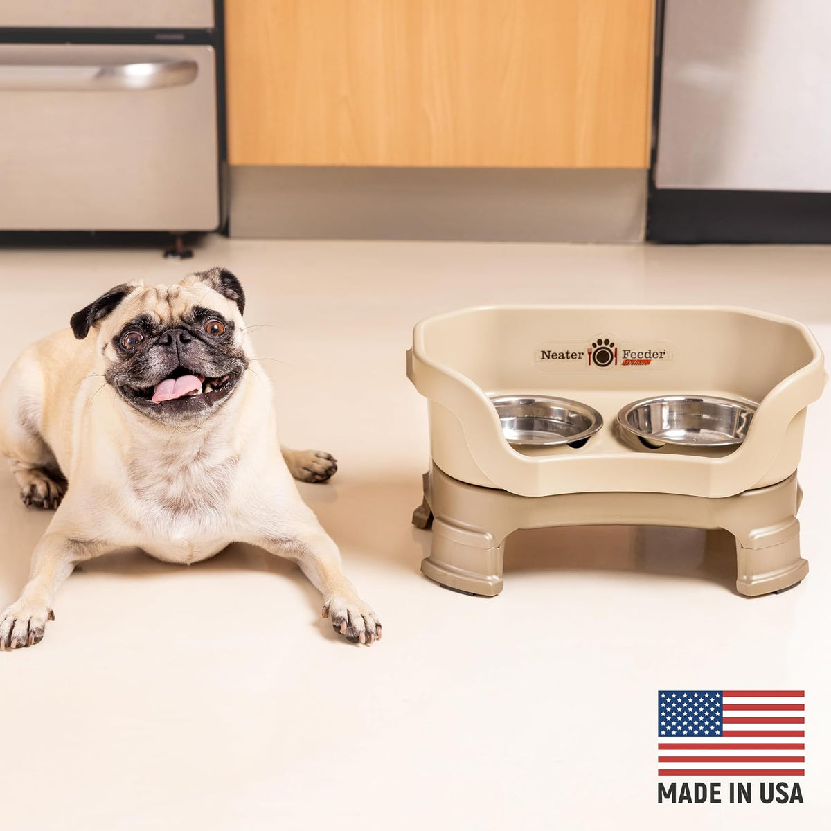 Neater Feeder Deluxe Mess-Proof Elevated Dog Bowls for Large Dogs - Small + Standard Bowl / Cappuccino - image 3