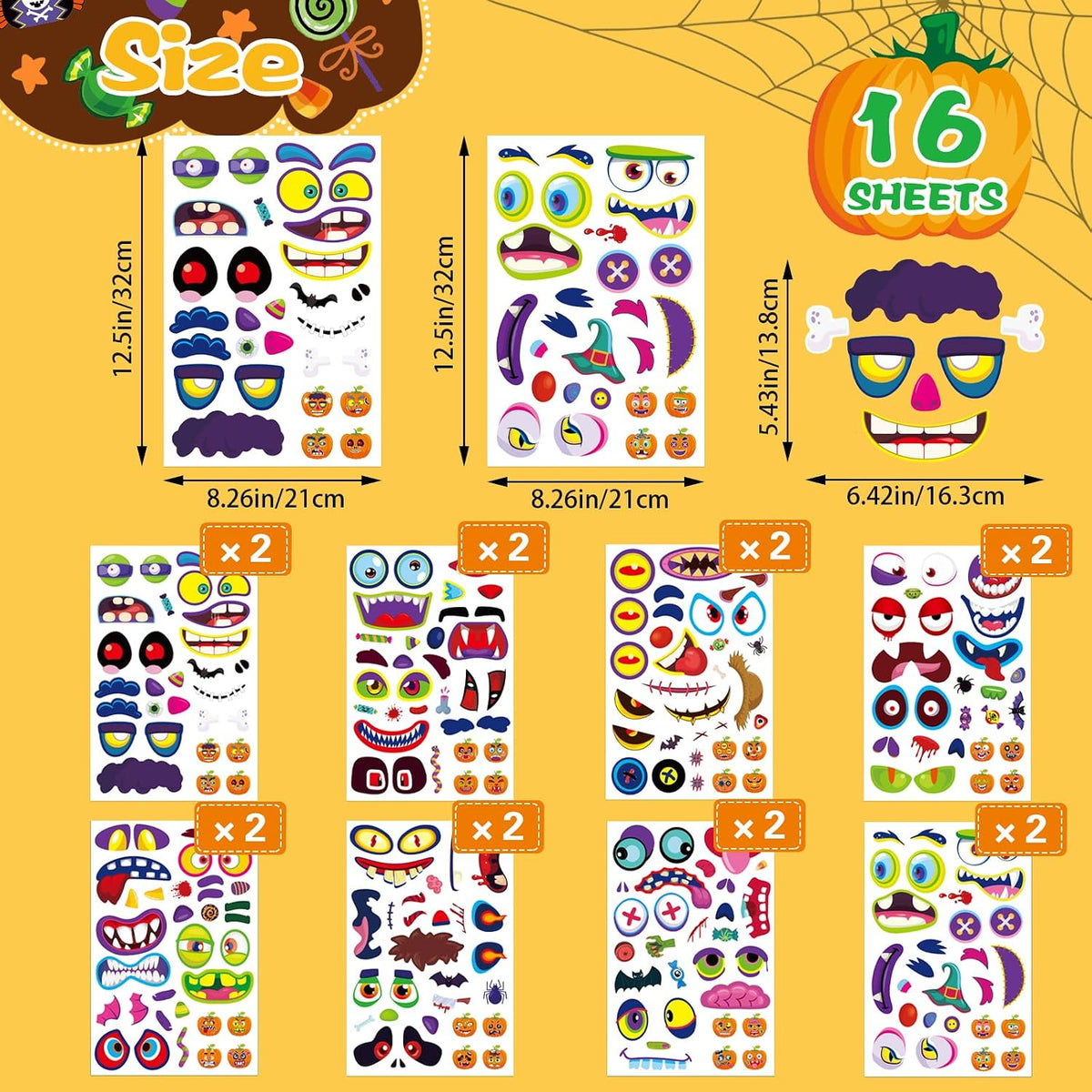 60 Pack Large Pumpkin Stickers - style 1 - image 3