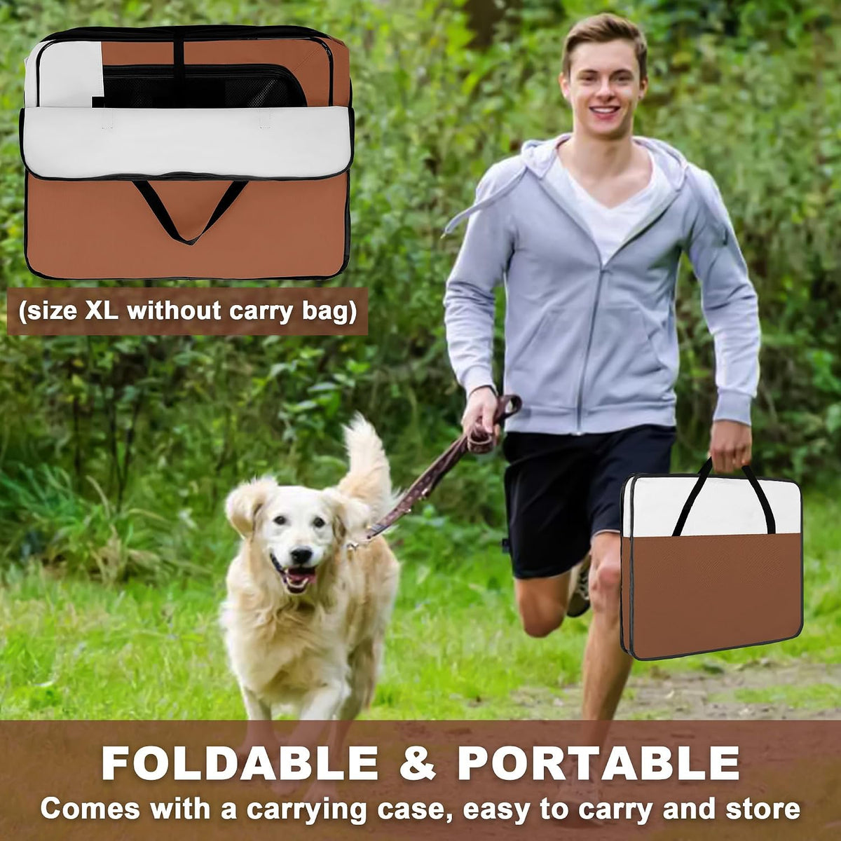Akinerri Portable Dog Playpen - Medium / Brown - image 2