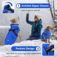 Dogcheer Dog Winter Coat with Harness - Blue / X-Large(Chest:30.3", Back:20" Neck:20.4") - image 4