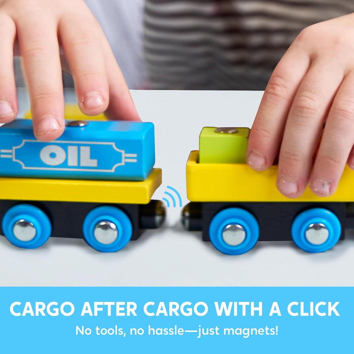 Montessori Wooden Train Toy Set for Kids - Wooden Train Cars - image 3