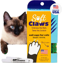 Soft Claws Nail Caps for Medium Cats, 40 Caps - Green / Small