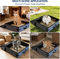 HiCaptain Portable Travel Litter Box for Cats - Grey-Blue / Large - image 2