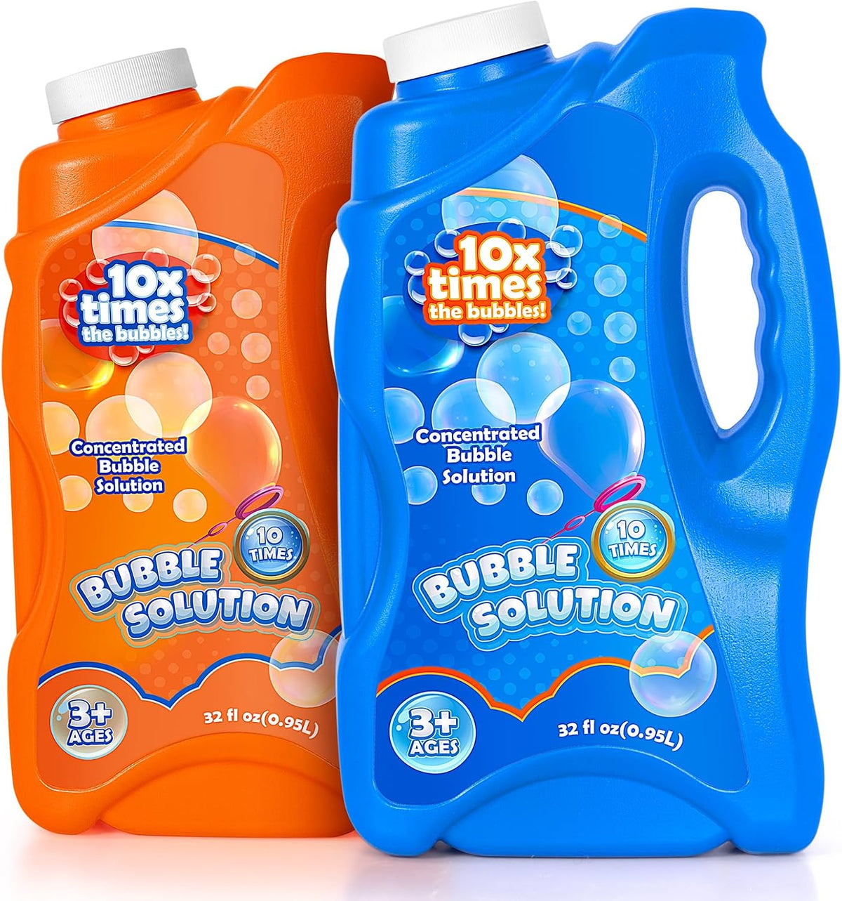 Kissdream bubble solution refill, 2 bottles of 64 oz concentrate with carry handles