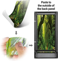 REPTI ZOO 18" x 18" x 36" Front Opening Chameleon Cage with 3-Sided Metal Mesh, 50 Gallon Screen Vertical Terrarium with Background Sticker, Tall Enclosure for Chameleon, Tree Frog, Arboreal Reptiles