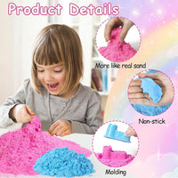 Tcvents unicorn sensory bin with pink sandbox, play sand, castle molds and unicorn figures - view 8