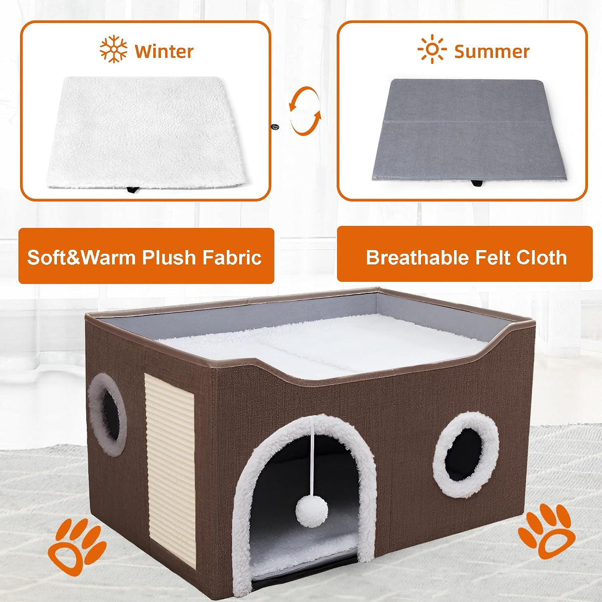 Loyareal Cat Houses for Indoor Cats - L / Dark Brown - image 4